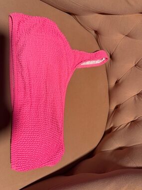 Bright Hot Pink Textured Bandeau Top